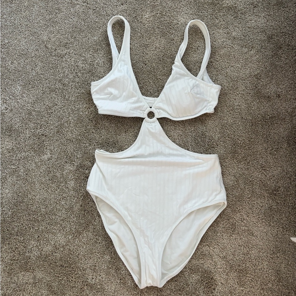 Aerie White Full Coverage One-Piece Swimsuit